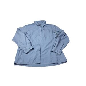 L.L. Bean Women's Blue Fishing Shirt Large Bug Repellent Vented Long Sleeve 3b